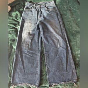 mid-rise, wide-leg blue denim jeans #streetwear